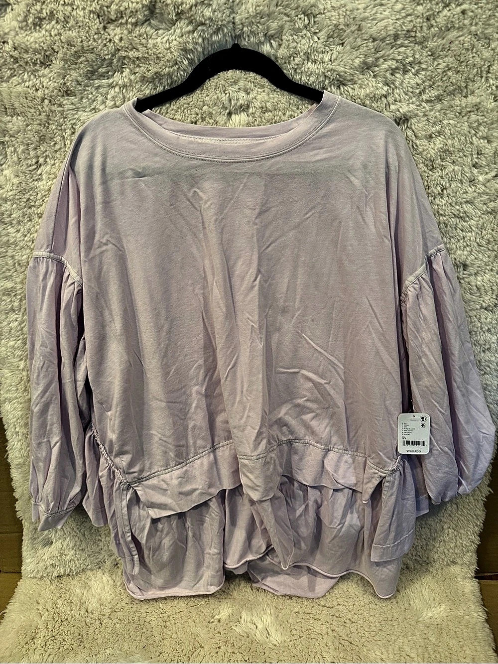 Free People Ruffled Long Sleeve Top in Purple Size XS NWT